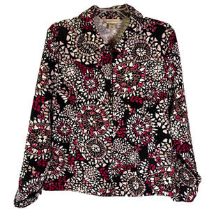 Christopher & Banks Women's Full Zip Jacket Size L Pockets Geometric Boho